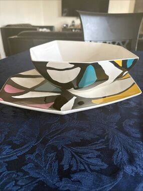 Diane von Furstenberg (DVF) Abstract Bowl & Platter Set – vintage